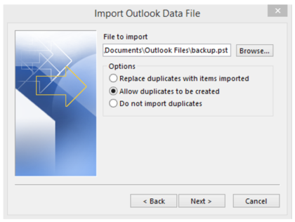 Outlook File Import Options