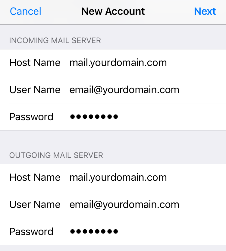 SMTP Configuration for New iPhone Email Account