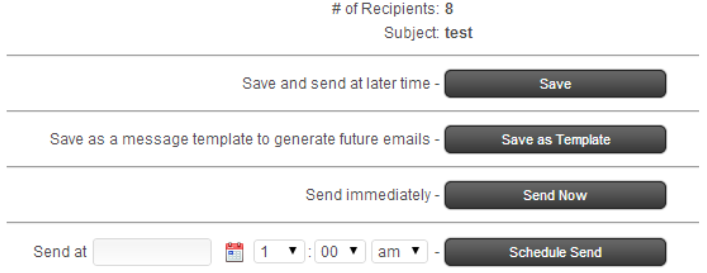 Broadcast Email Send Options