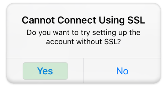 Cannot Connect Using SSL - CLICK: YES