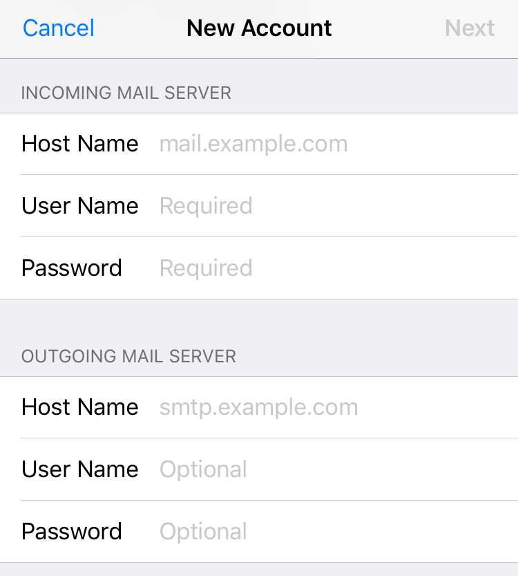 Email SMTP Server Configuration for iPhone